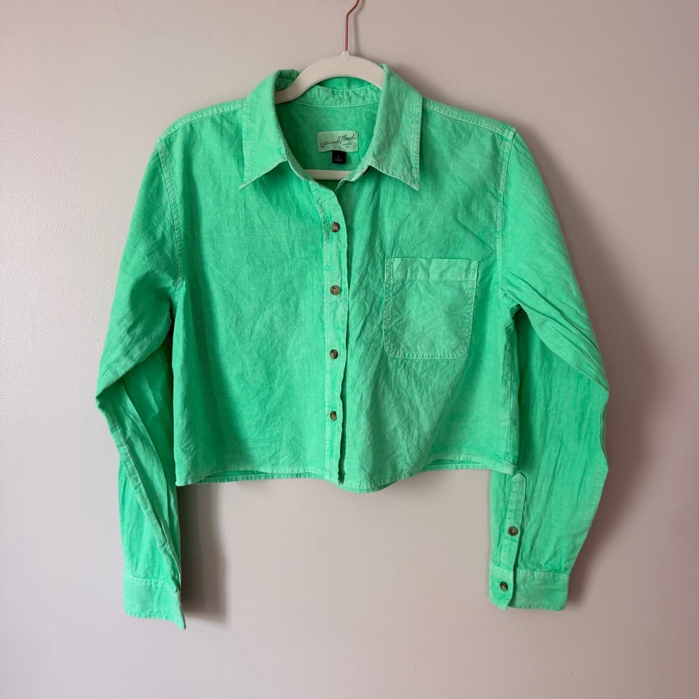 Universal Thread Mint Green Cropped Collared Shirt